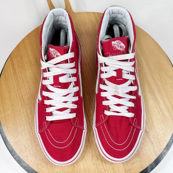 Vans SK8-Hi Canvas High-Top Sneakers Shoes Red White 7 Men 8.5 Women - Picture 4 of 11